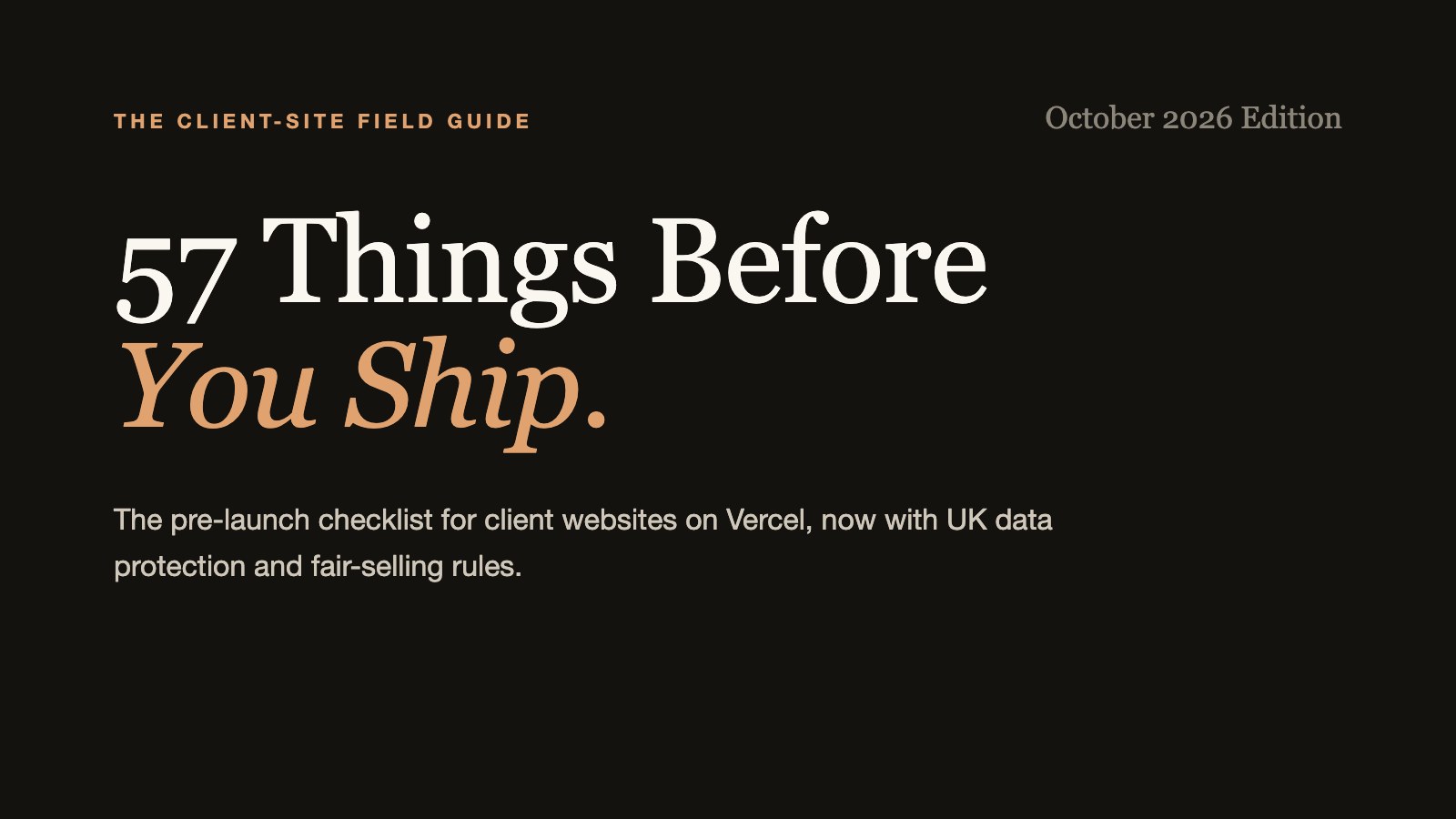 57 Things to Do Before You Ship