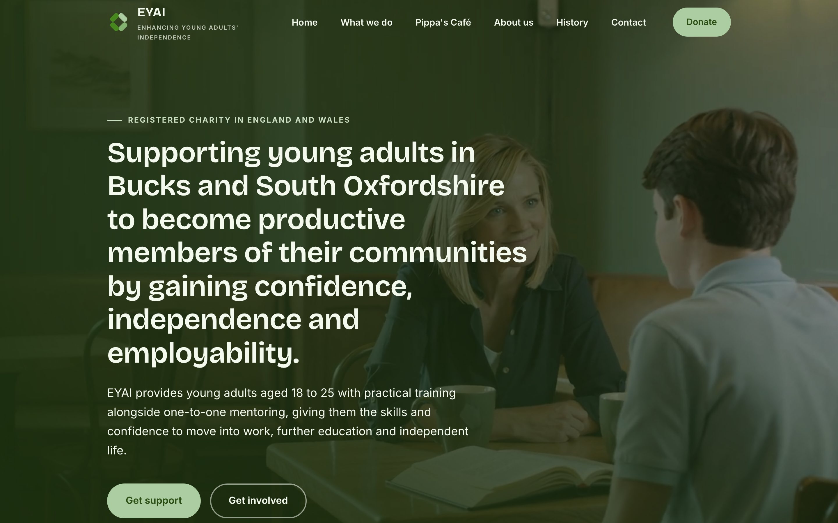 Screenshot of the EYAI website