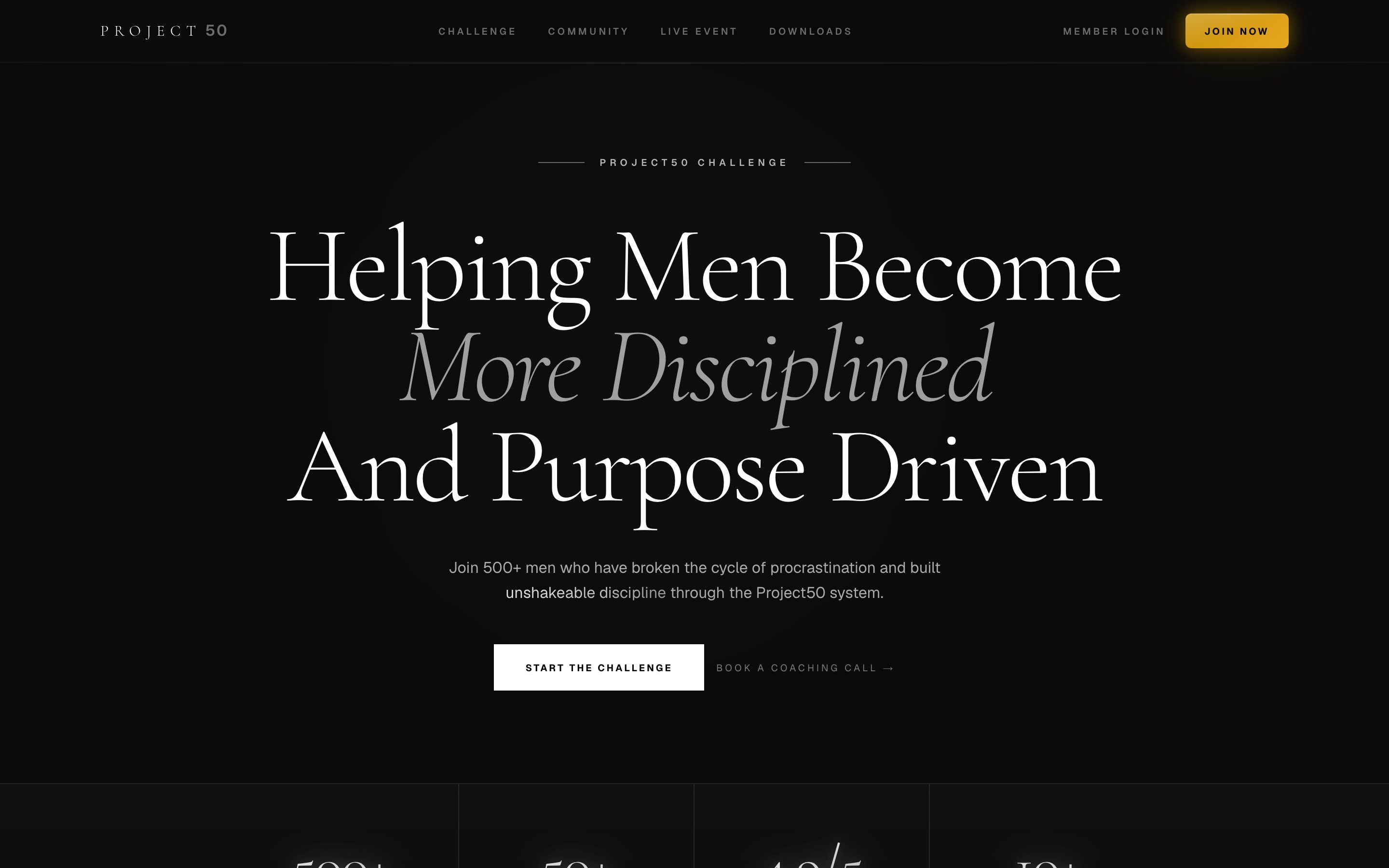 Screenshot of the Project50 website
